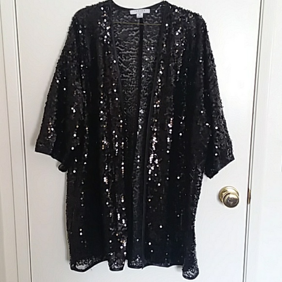 Fashion Nova Jackets & Blazers - Black Sequin Kimono Jacket